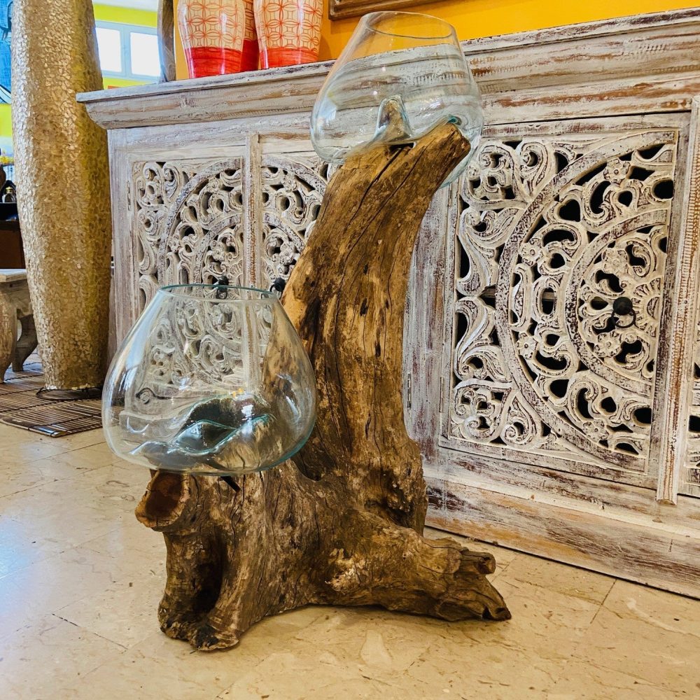 Vaso Etnico ampolla acquario radice e vetro - ETNICBAY