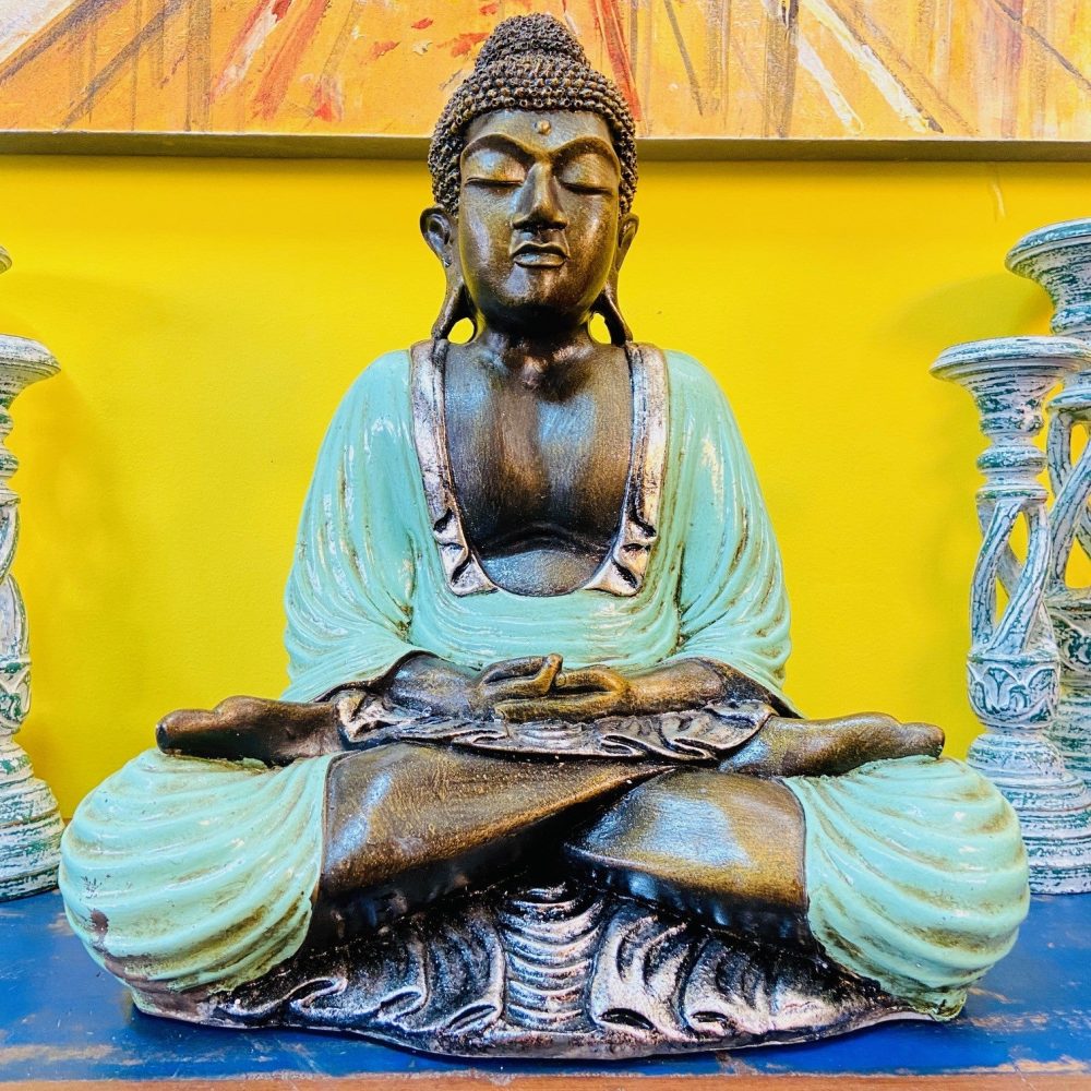 Statua Buddha in meditazione colore anticato yoga - ETNICBAY