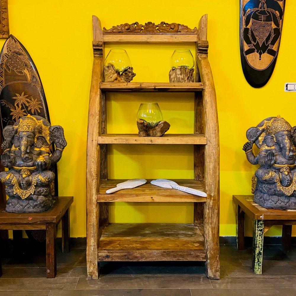 Libreria Etnica Scaffale Teak Mobile Espositore - ETNICBAY