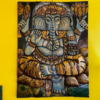 Ganesh Quadro Pannello Legno Arredamento Etnico - ETNICBAY