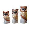 Gufi Set Statuette Legno Soprammobile Stile Etnico - ETNICBAY