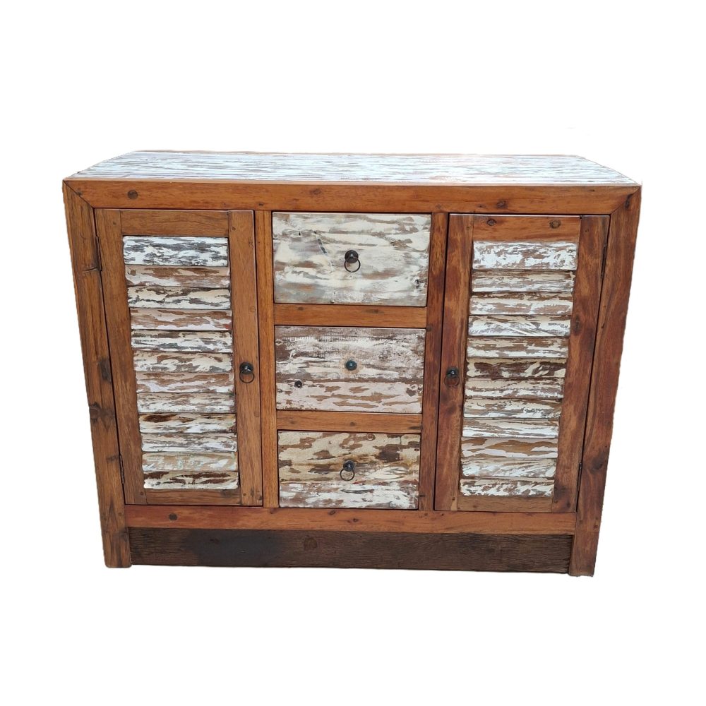 Credenza in legno teak effetto decapato - ETNICBAY