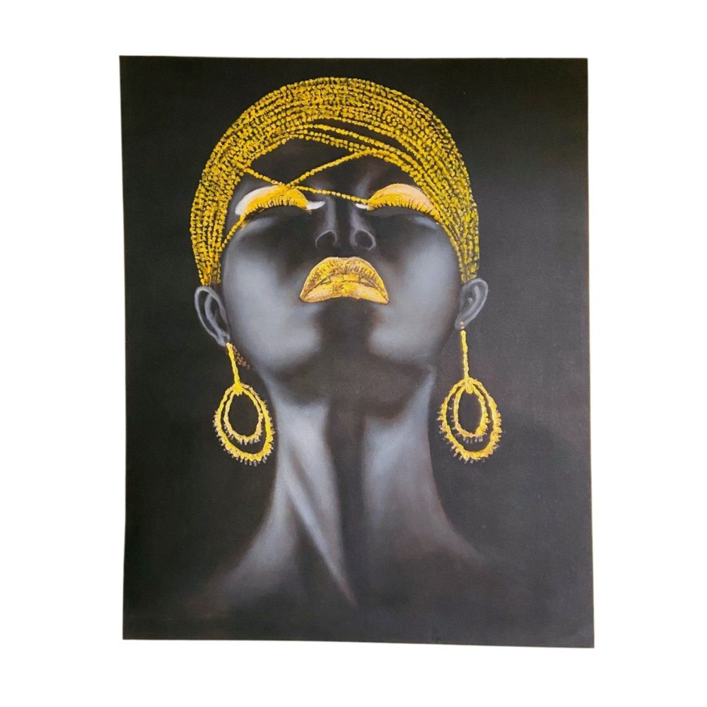 Quadro Etnico Dipinto Olio Su Tela Donna Oro - ETNICBAY