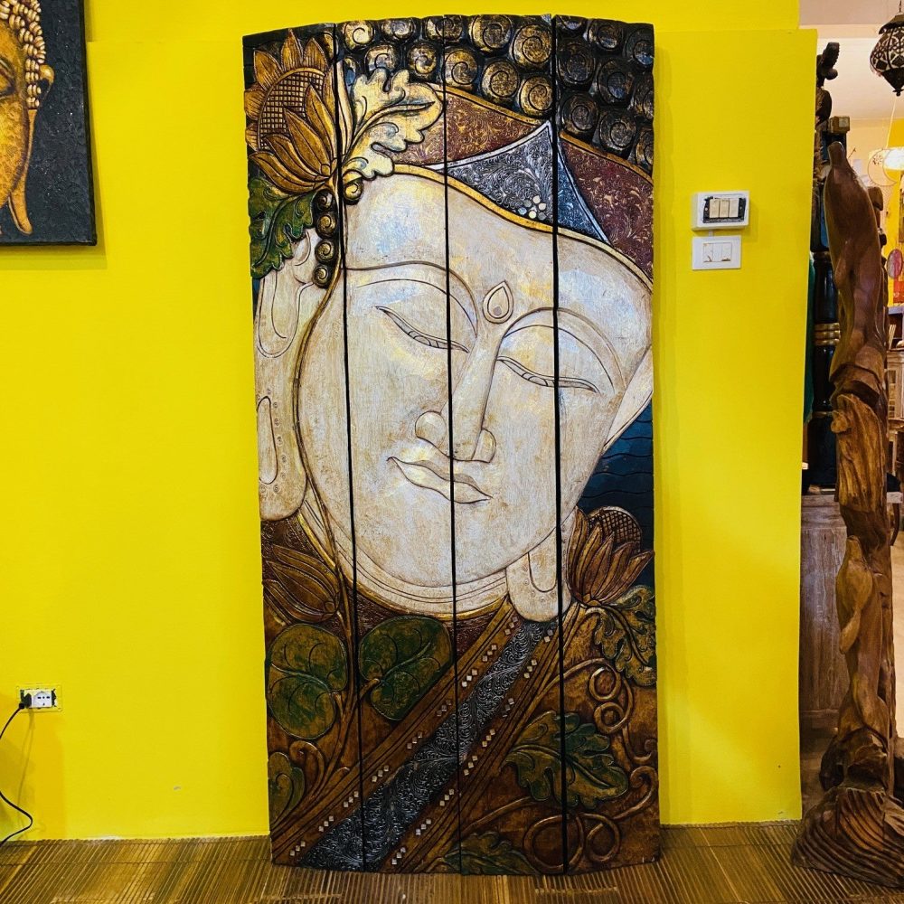 Quadro Buddha legno pannello separé etnico yoga - ETNICBAY