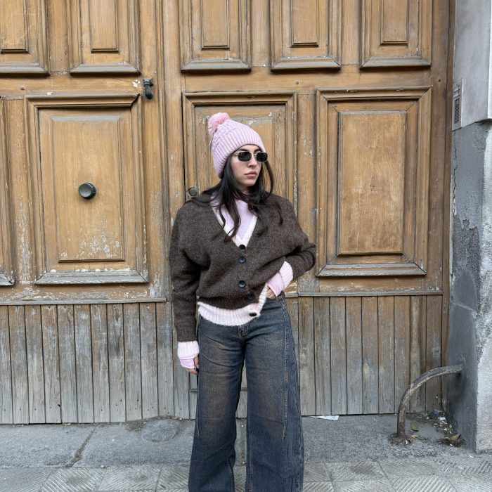 Jeans balloon lavaggio sabbiato pink